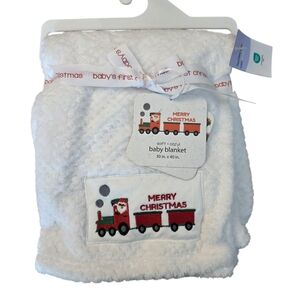 Oeko Tex Baby's First Christmas Train Blanket Embroidery patch 30" X‎ 40" New